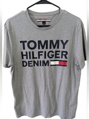 Tommy Hilfiger Denim Men’s Grey Graphic Logo Tee - M
